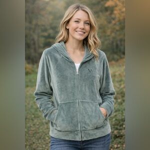 Victoria’s Secret Velour Zip-Up Hoodie Jacket Green Size Small